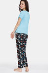 Zivame Color Me Happy Knit Cotton Pyjama Set - Jet Black — thumbnail 3